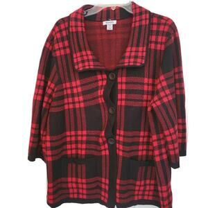 Vintage Hampshire Studios Women 2X Red Black Checkered Jacket‎ Pockets MCM Style